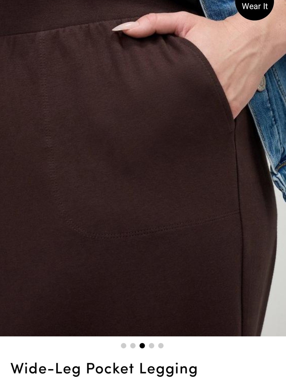 NWT Wide-Leg Pocket Legging Pants in Dark Brown - Picture 3 of 7
